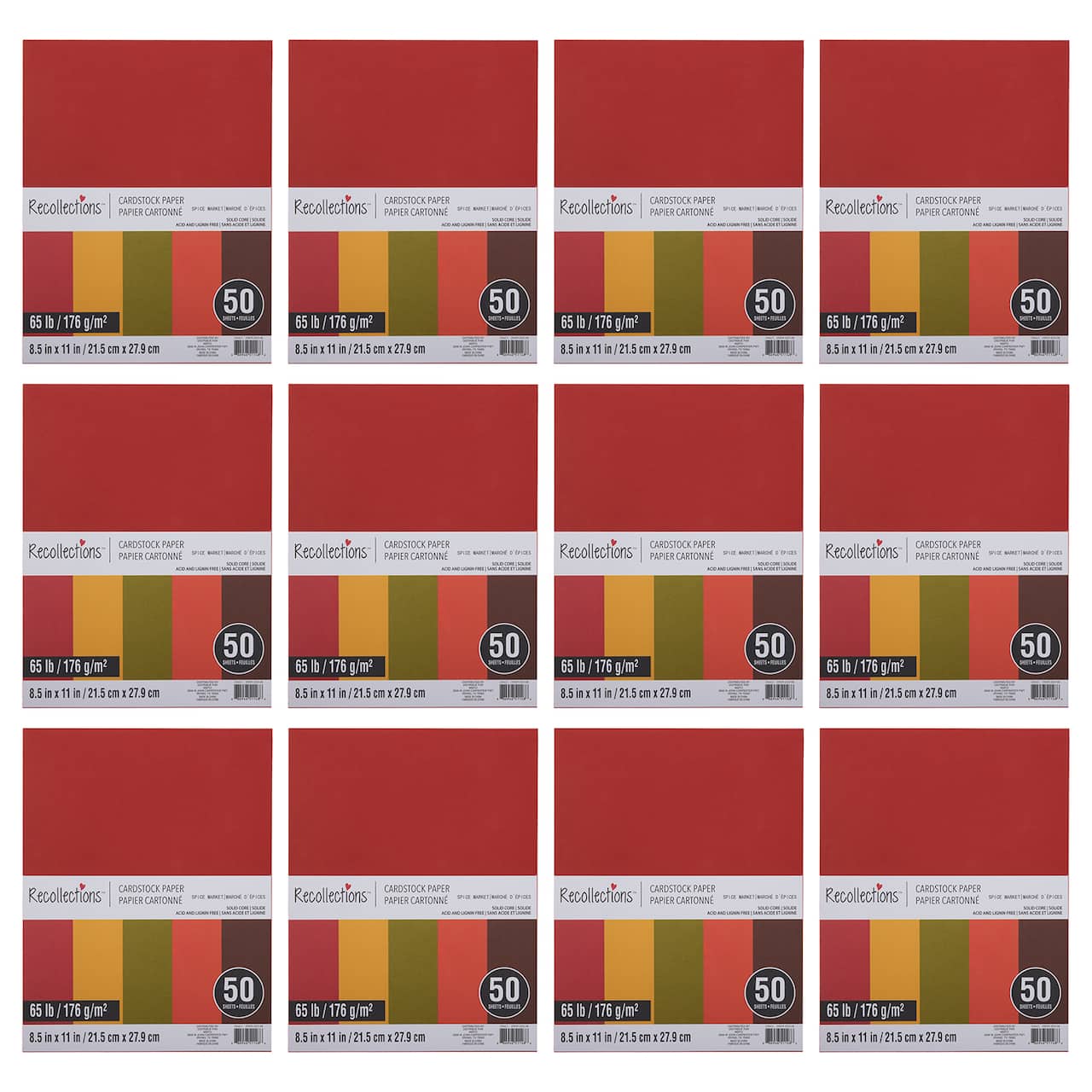 12 Packs: 50 ct. (600 total) Spice Market 8.5" x 11" Cardstock Paper by Recollections™